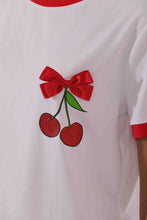 Carica l&#39;immagine nel visualizzatore di Gallery, T-shirt con ciliegie - Bianco | Mimì-Muà Firenze
