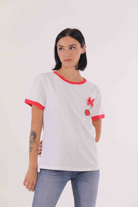 T-shirt con ciliegie - Bianco | Mimì-Muà Firenze